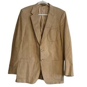 Vintage 70s Tan Suede Leather Single Breasted Western Formal Blazer Size Medium